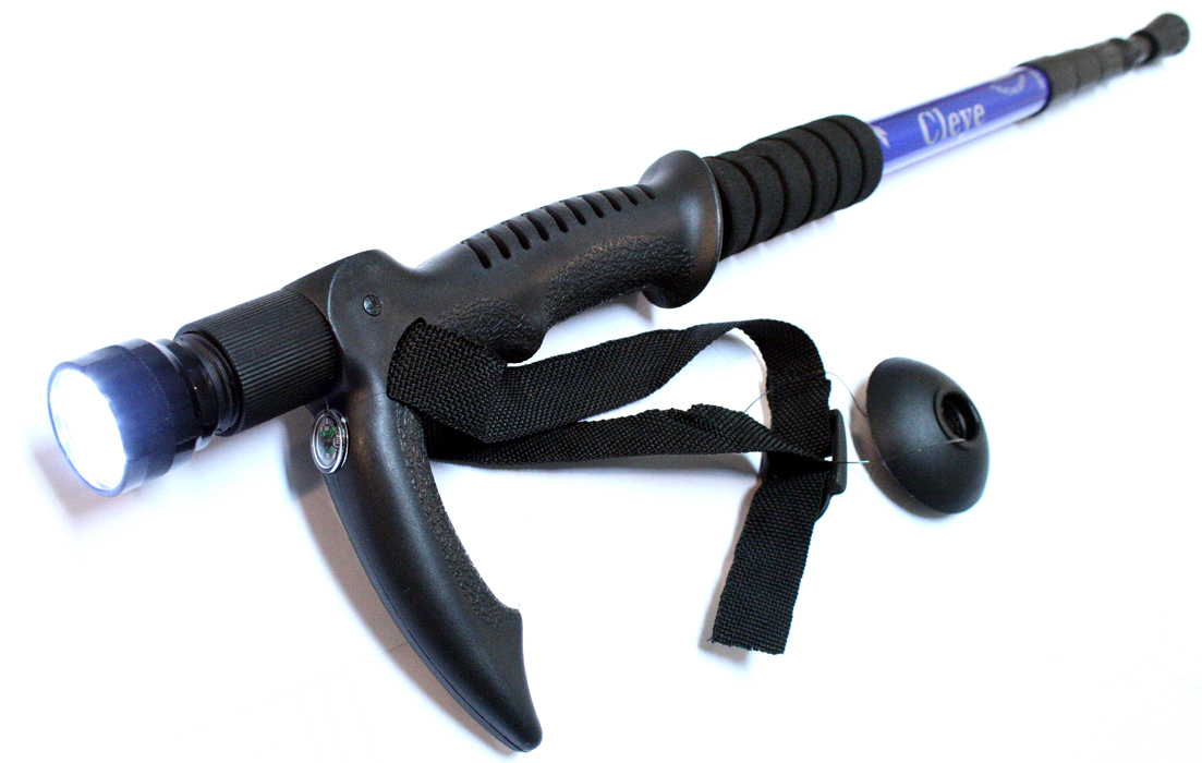 Defender 50" Mixed Colors Hiking Sticks With Flashlight Canes Compass & Antishock